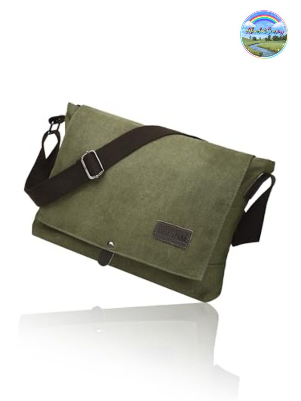 Canvas Messenger Bag Compact Satchel PU Leather Trim for Work